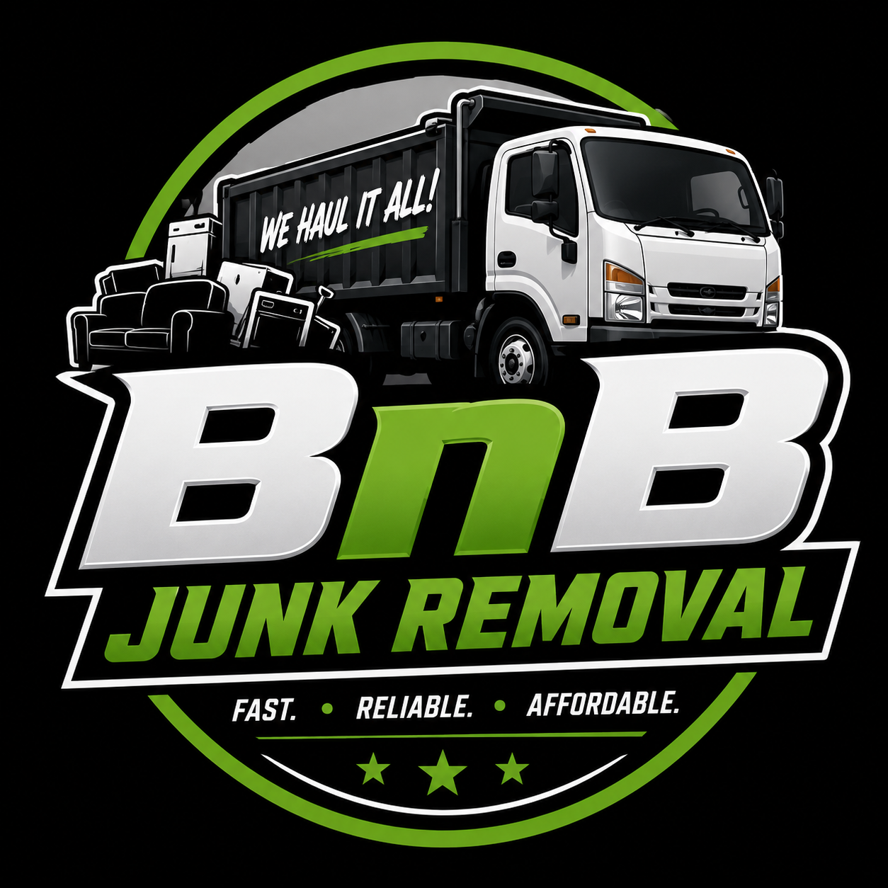BnB Junk Removal truck and company logo
